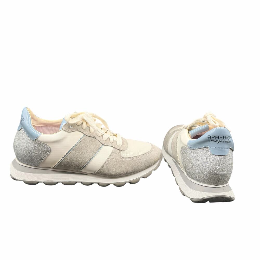 Geox D Spherica VSeries Sneakers White Grey Silver US 10 glitter heel